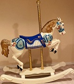 S&S Woodcarvers Blue Carousel Rocking Horse