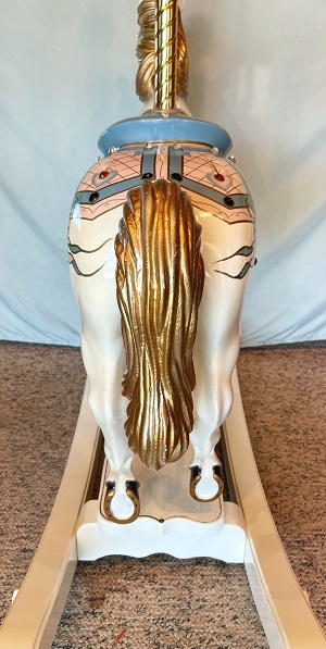 Blue Carousel Rocking Horse rear by S&S Woodcarvers
