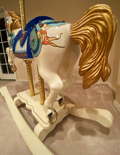 Blue Carousel Horse On Rockers tail